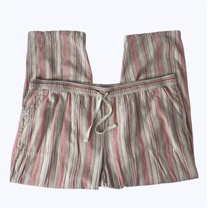 Dash Striped Linen Blend Ankle Pants Pull On Pockets Beachy Summer Da-sh Sz 2X